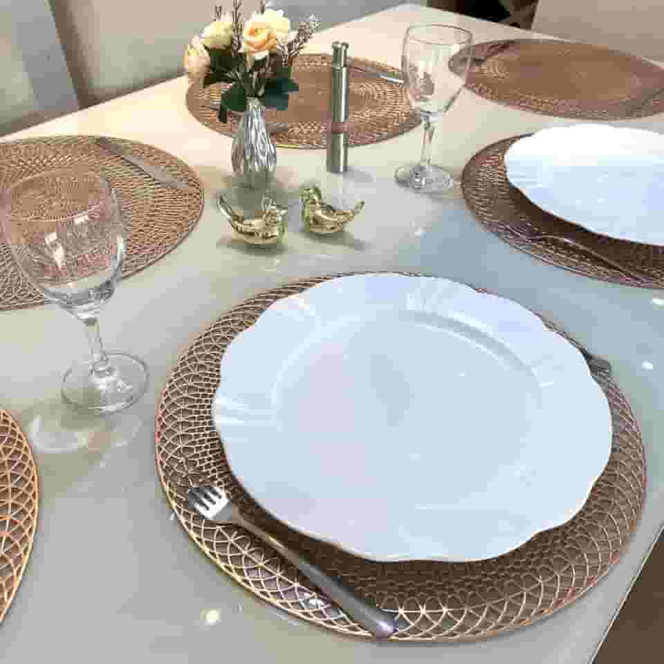 Jogo Americano Redondo 6 Lugares Sousplat Mesa Posta (Modelo 5 - Rosê)