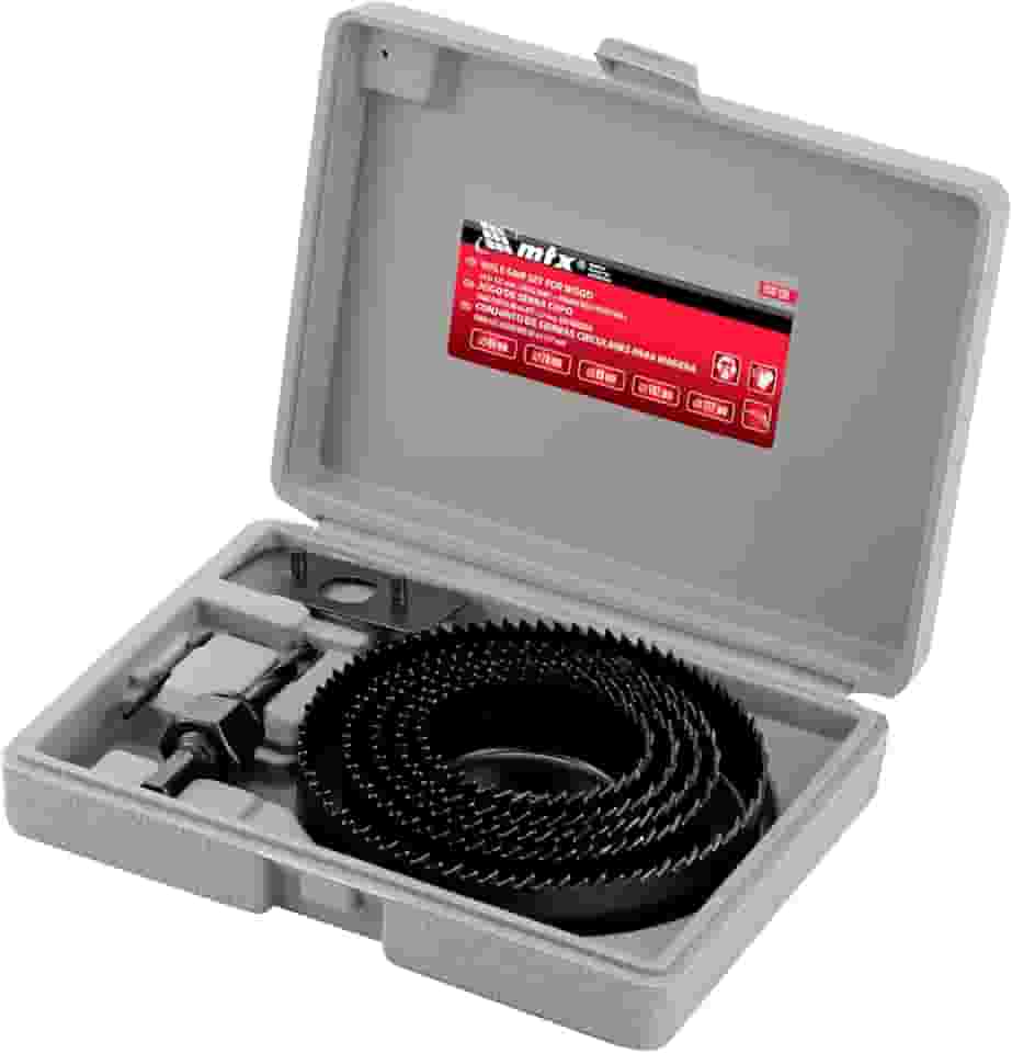 MTX Jogo De Serra Copo Para Madeira 8 Peças 64 A 127 Mm Aço Carbono Broca Central Corte Preciso Estojo Plástico Profissional Carpintaria DIY