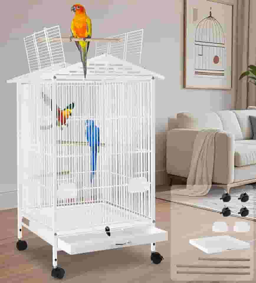 Gaiola para Calopsita, 97 * 46 * 46cm, Branco, Viveiro para Papagaio Grande, Viveiro para Calopsita