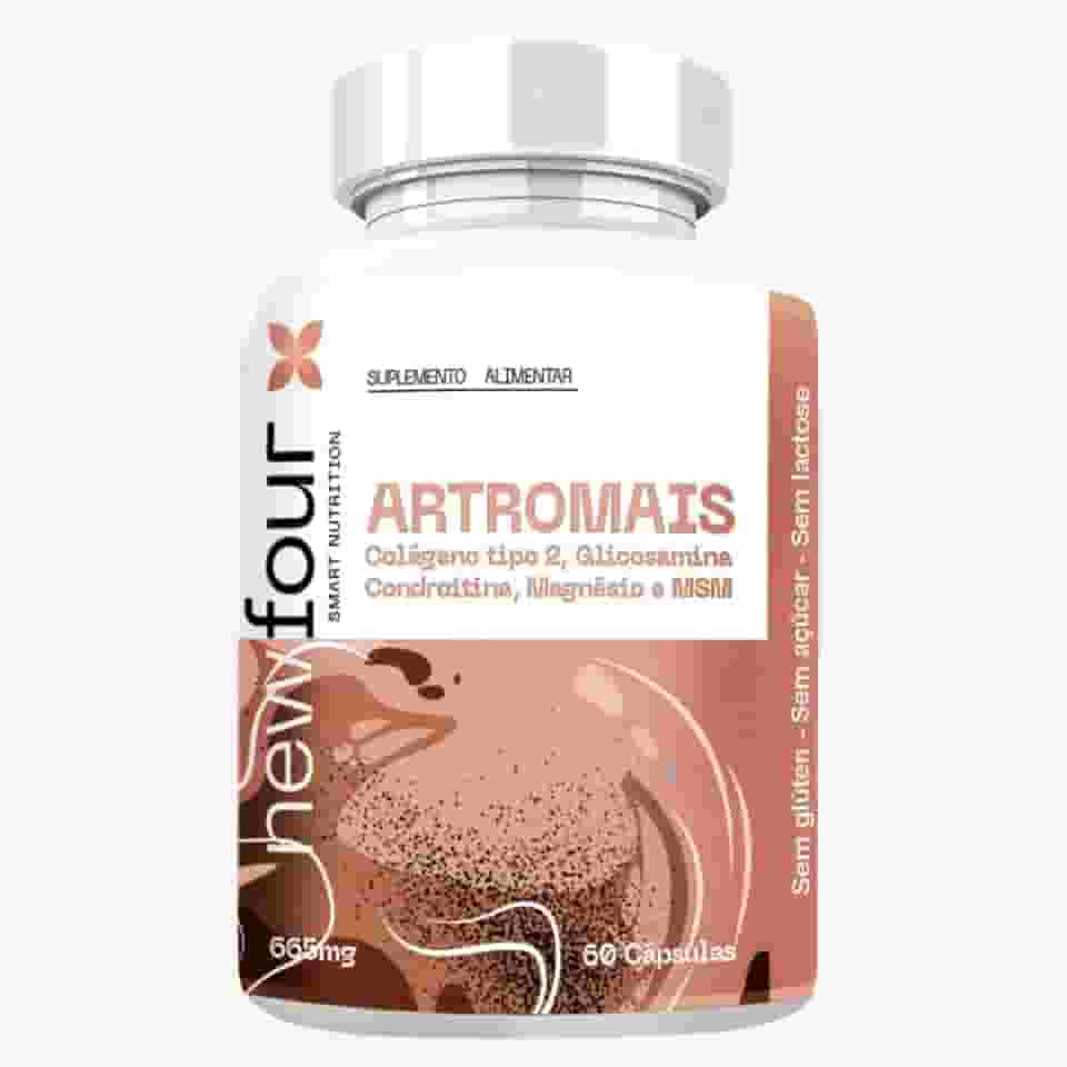 ARTROMAIS NewFour 60 Cápsulas - Glucosamina 550mg + Condroitina 400mg + Colágeno Tipo 2 + MSM + Magnésio - Suplemento Para Articulações Artrite Artrose - Smart Nutrition
