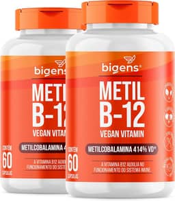 Metil B-12 Vegan Vitamin Metilcobalamina 414% VD, Bigens, 60 cápsulas (Kit 2)