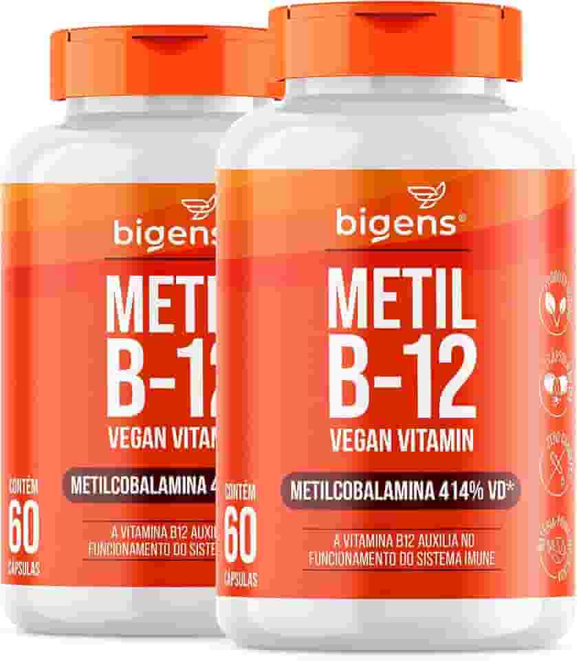 Metil B-12 Vegan Vitamin Metilcobalamina 414% VD, Bigens, 60 cápsulas (Kit 2)