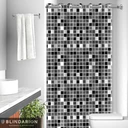 Cortina de Box Banheiro com Ilhós Pastilha Preta Antimofo Impermeável