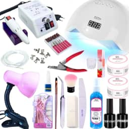 Kit De Unhas Manicure Luminaria Completo Lixadeira Eletrica Cabine 48w Completo