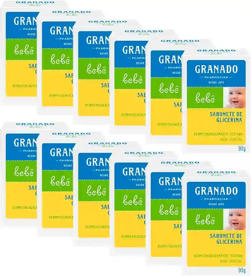Granado Sabonete Glicerinado Bebê, Tradicional, 90g, 12 Unidades