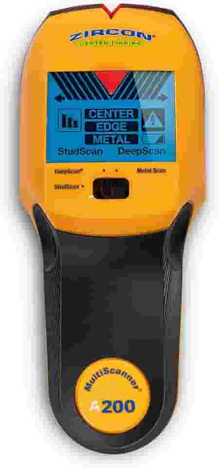 Zircon Scanner eletrônico de parede Multiscanner A200/detector de metais/detecção de fios CA ao vivo com ponteiro SpotLite