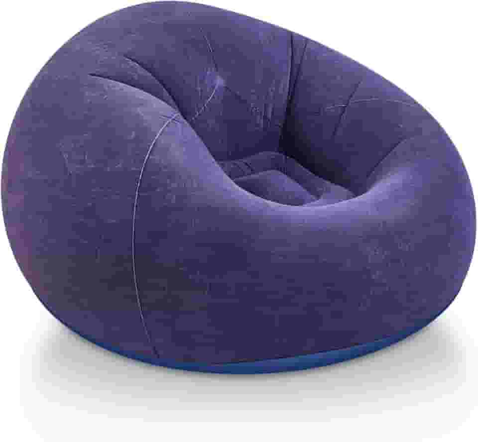 Sofá Poltrona Puff Inflável Deluxe Aveludada, Impermeável, Suporta Até 100kg, com Bomba Inclusa, Conforto e Portátil, Ideal para Sala e Quartopufe, pufe, puff gigante (Deep Blue)