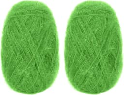 CAMAL Fio de poliéster para panos de prato para suprimentos de crochê, fio de tricô colorido brilhante para panos de prato, artesanato DIY, 2 pacotes 109 jardas por novelo (verde)