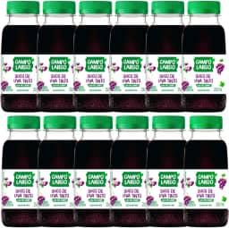 Kit 12x Suco De Uva Tinto Campo Largo Garrafa 250 Ml Natural Sem Glúten Sem Conservante Fardo
