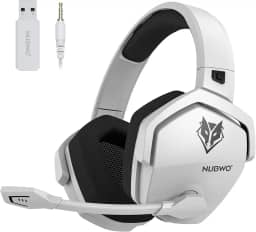 NUBWO Fone de ouvido para jogos sem fio com microfone para PC Ps5 Ps4, zero interferência, bateria de 100 horas para jogar o dia todo, sincronização de 23 ms para jogadores Fortnite e Call of Duty/FPS