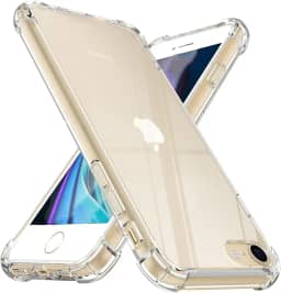 USTIYA Capa para iPhone SE 3ª/2ª geração/iPhone 8/7 Uso Resistente, Bumper Absorção Choques em TPU Transparente Protector Câmera Espessamento nas Quatro Pontas da Carcasa