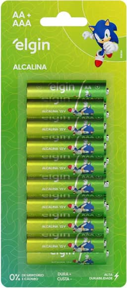Pilha Alcalina Elgin blister com 8 unid AA e 8 Unidades AAA