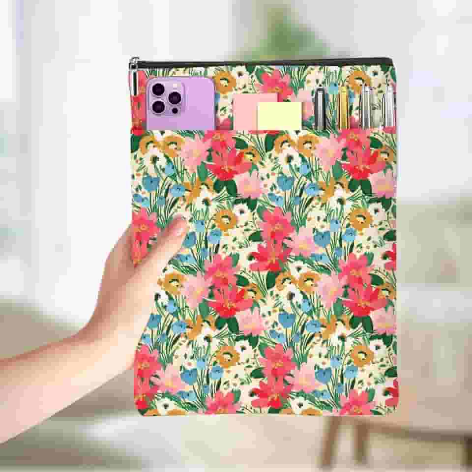 Presentes para amantes de livros estampados florais, capas de livros à prova d'água para livros com bolso frontal com zíper acessórios para livros presentes para mulheres, enfermeira, Natal, dia da