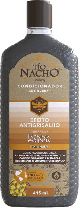 Tio Nacho Antiqueda Antigrisalho Condicionador Com Henna Egípcia E Geleia Real Para Cabelos Grisalhos E Fracos – Tratamento Capilar Fortalecedor Que Revitaliza Os Fios E Reduz A Quebra – 415 Ml 1-Pack