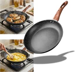 Frigideira Francesa 20cm 1L | De Alumínio Revestida em Cerâmic-flon com Fundo de Indução | Cabo Soft-Touch | PRETA