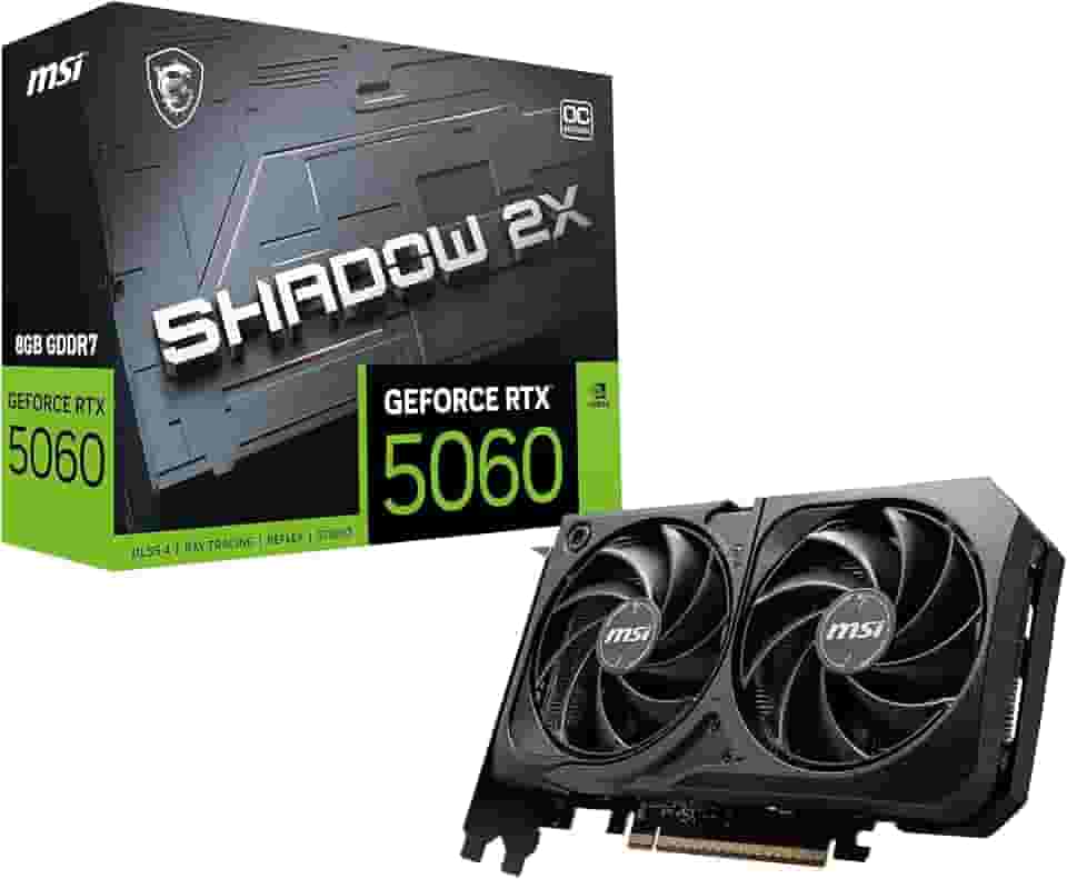 Placa de Video MSI RTX 5060 Shadow 2X OC, 8GB, GDDR7-912-V537-037