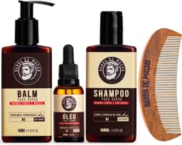 Kit de Barba Grande Shampoo Balm Oleo e Pente Barba de Macho Cor:Kit 1 Pente Curvo