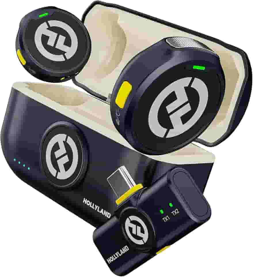 Hollyland Lark M2 Microfone Lapela Sem Fio, Compatível com Android, IPhone 15, Cancelamento de Ruído Inteligente, Transmissão Sem Fio de 300M, 30 H Duração de Bateria, Ideal para Vlog-Preto