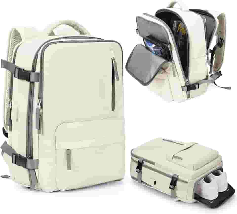 Mochila Viagem, Mochila Feminina Avião,40L Impermeável & Expansível,com Porta USB, Mochila Notebook Masculina Grande para Trabalho Casual Esportes Hiking Escolar Presente