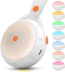 110-220V Ruido Branco Aparelho, Aparelho Ruido Branco com Alça para Pendurar, White Noise com Função de Temporização e Bateria com Duração de 24 Horas, 12 Modos de Suspensão, luz noturna