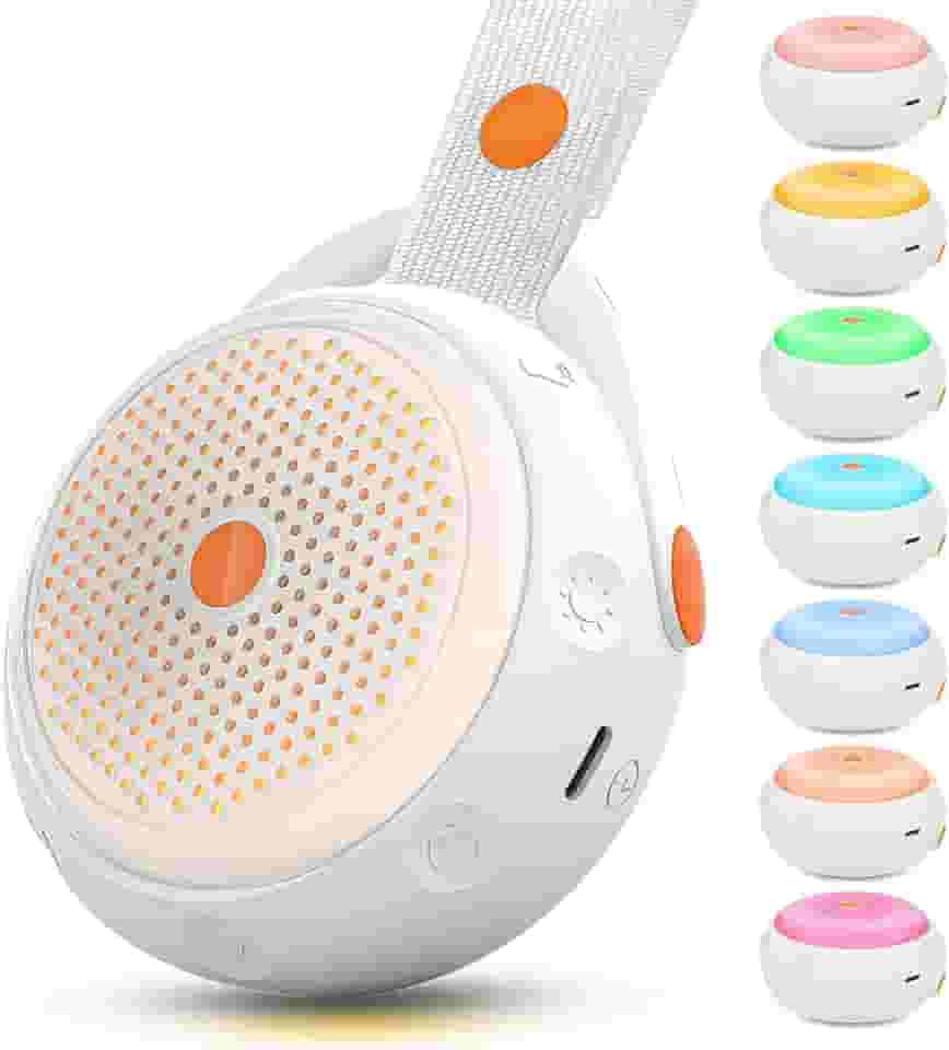 110-220V Ruido Branco Aparelho, Aparelho Ruido Branco com Alça para Pendurar, White Noise com Função de Temporização e Bateria com Duração de 24 Horas, 12 Modos de Suspensão, luz noturna