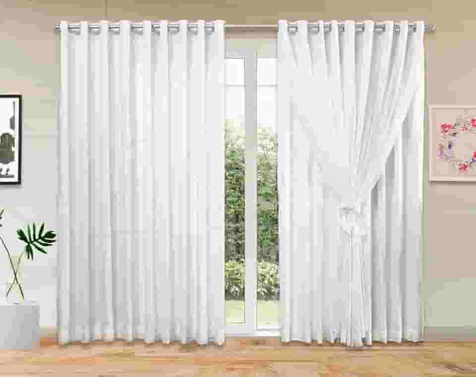 Cortina de Voil com Forro Microfibra 4,00m x 2,70m - Branco
