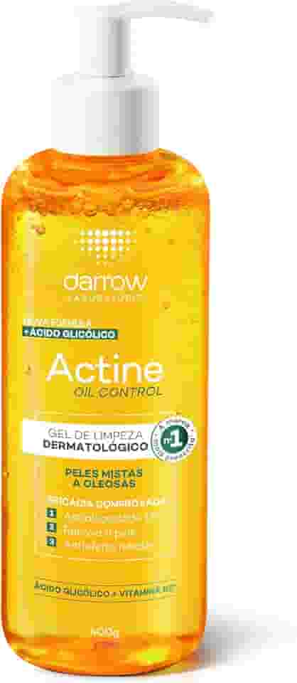 Darrow Actine Oil Control Gel de Limpeza Dermatológico Facial com Ácido Glicólico e Vitamina B5 para Controle da Oleosidade, Pele Matificada Sem Efeito Rebote e Poros Desobstruídos, 400g