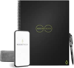 Rocketbook Caderno reutilizável inteligente com 1 caneta Pilot Frixion e 1 pano de microfibra, 21,5 x 27,9 cm, Infinity Black