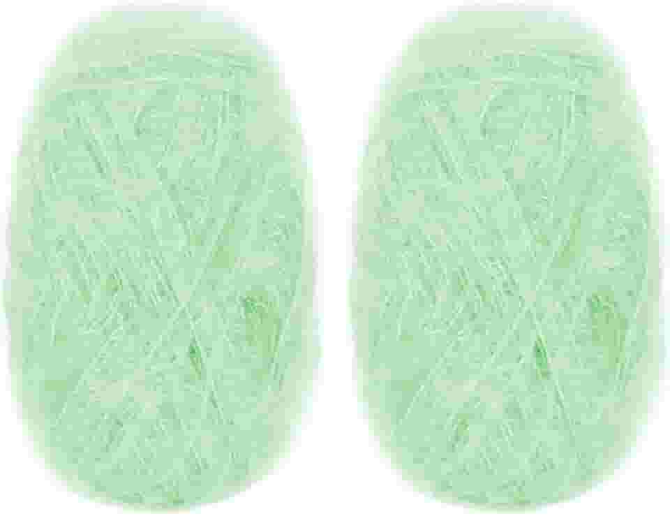 CAMAL Fio de poliéster para panos de prato para suprimentos de crochê, fio de tricô colorido brilhante para panos de prato, artesanato DIY, 2 pacotes 109 jardas por novelo (verde claro)