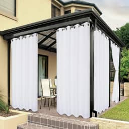 BONZER Cortinas externas à prova d'água para pátio, privacidade grossa premium, à prova de intempéries, cortinas externas para varanda, gazebo, deck, 1 painel, 137 cm L x 213 cm C, branco