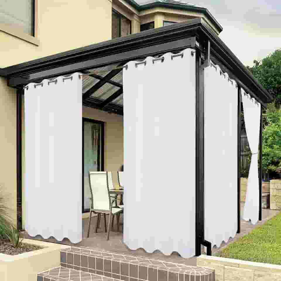 BONZER Cortinas externas à prova d'água para pátio, privacidade grossa premium, à prova de intempéries, cortinas externas para varanda, gazebo, deck, 1 painel, 137 cm L x 213 cm C, branco