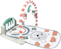 Tapete De Atividades Para Bebê Com Piano Musical E Móbile | Ginásio Infantil Estampa Urso Colorido | Estimula Desenvolvimento Motor E Sensorial
