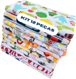 Kit com 12 Panos De Prato (de pia, pano de copa) Felpudo Atoalhado Premium com Bainha Gourmet original.