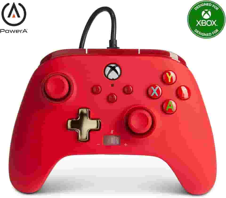 PowerA Enhanced Wired Controller for Xbox - Red, Gamepad, Wired Video Game Controller, Gaming Controller, Xbox Series X|S, Xbox One - Xbox Series X
