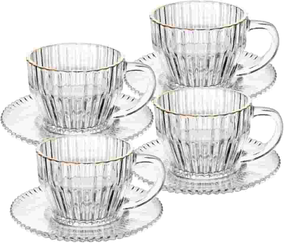 WOLFF - Conjunto 4 Xícaras de Chá de Cristal com Fio de Ouro Imperatriz 220ml