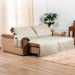 Protetor de Sofá Retrátil 2 Lugares 2,00m x 2,40m Impermeável | Capa para Sofá com Bolso Lateral | Proteção Contra Manchas, Pets e Crianças | Lavável e Resistente (Bege)