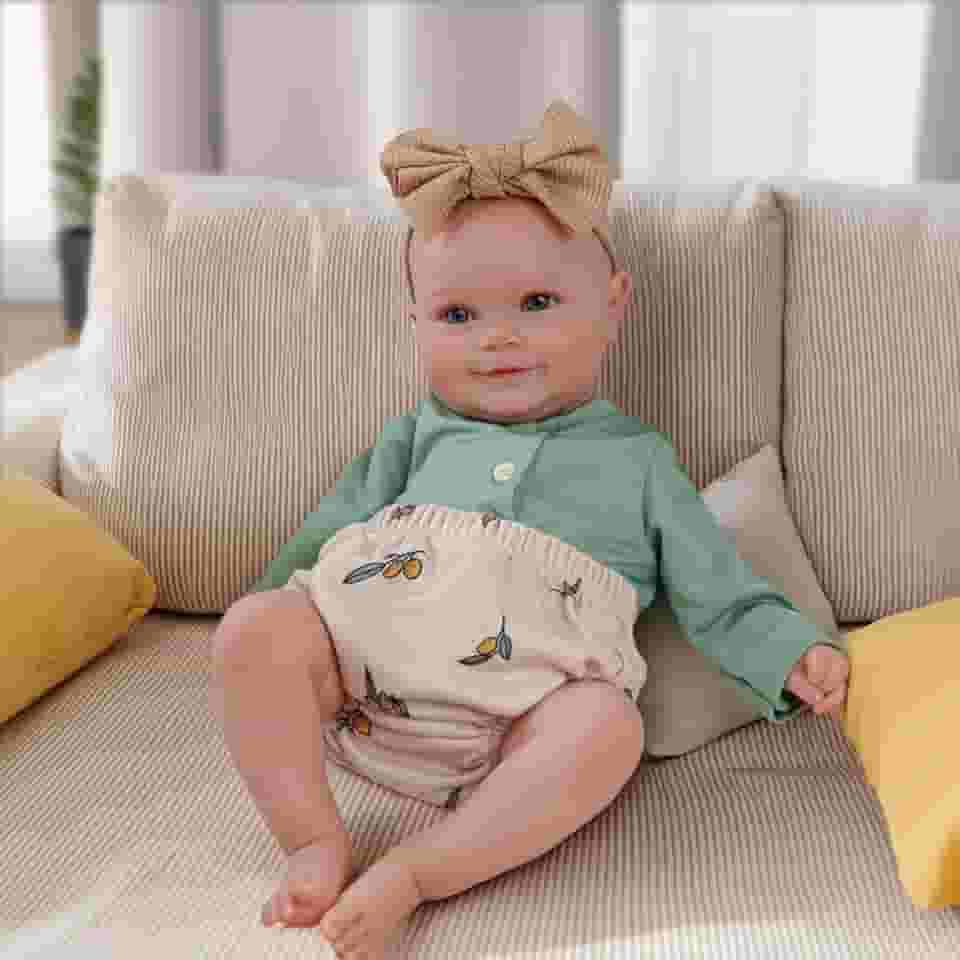 Bebê Reborn Boneca Menina Corpo de Silicone 48cm Olhos Azuis Pode Tomar Banho