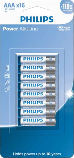 Pilha Philips alcalina AAA 1.5V com 16 unidades LR03P16B/59