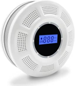 Combo detector de fumaça e monóxido de carbono com visor LCD, alarme de fumaça de sensor duplo e detector co com indicadores LED e botão de teste/mudo, reparos de bateria AA