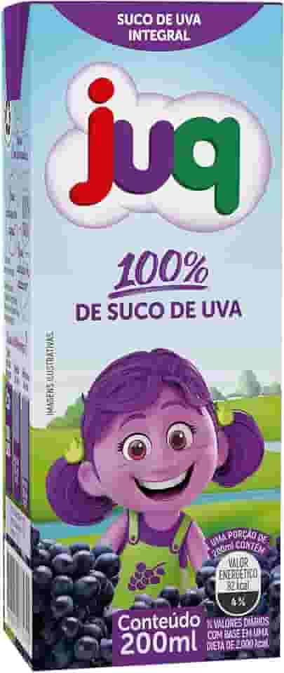 Suco JUQ 200 ML sem adiçao de açúcar e conservantes - Caixa com 24 unidades (Caixa 24 unid, Uva Integral)