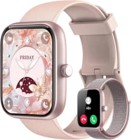 Smartwatch Feminino, Tela HD de 1,83" Relógio Fitness com Alexa, 120 Esportes, Frequência Cardíaca e Monitoramento do Sono, IP68 à rova d'água, Compatível com Android iOS, 2 Pulseiras (Rosa)