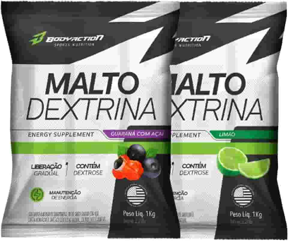 2x Maltodextrina Malto Dextrin 1kg - Bodyaction (Único, Guaraná com açaí/Limão)