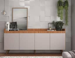 Buffet Retrô 4 Portas 180 Cm Edi Yescasa Freijó/Fumê