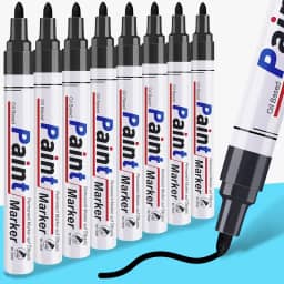 Marcadores de tinta preta – 8 canetas, ponta média, secagem rápida, impermeável, ideal para tecido, plástico, vidro, tela, parede, janela, Natal