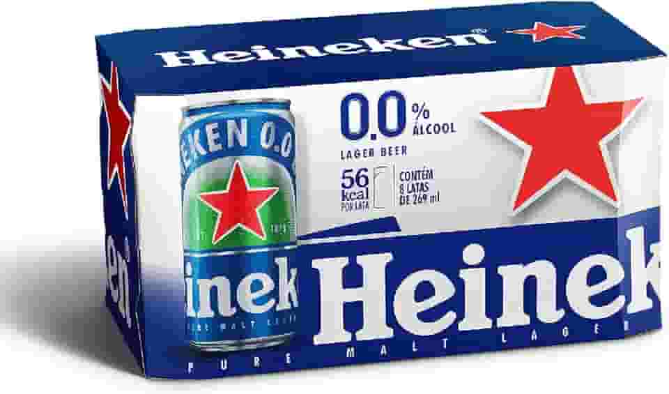 Heineken Cerveja Lager, Sem Alcool Lata 269ml, Pack 8 Unidades