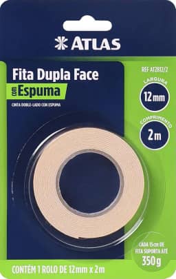 Atlas - Fita Adesiva Dupla Face com Espuma, Rolo de 12 mm x 2 m