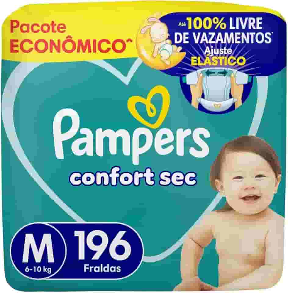 Fralda Pampers Confort Sec M 196 Unidades, Pampers