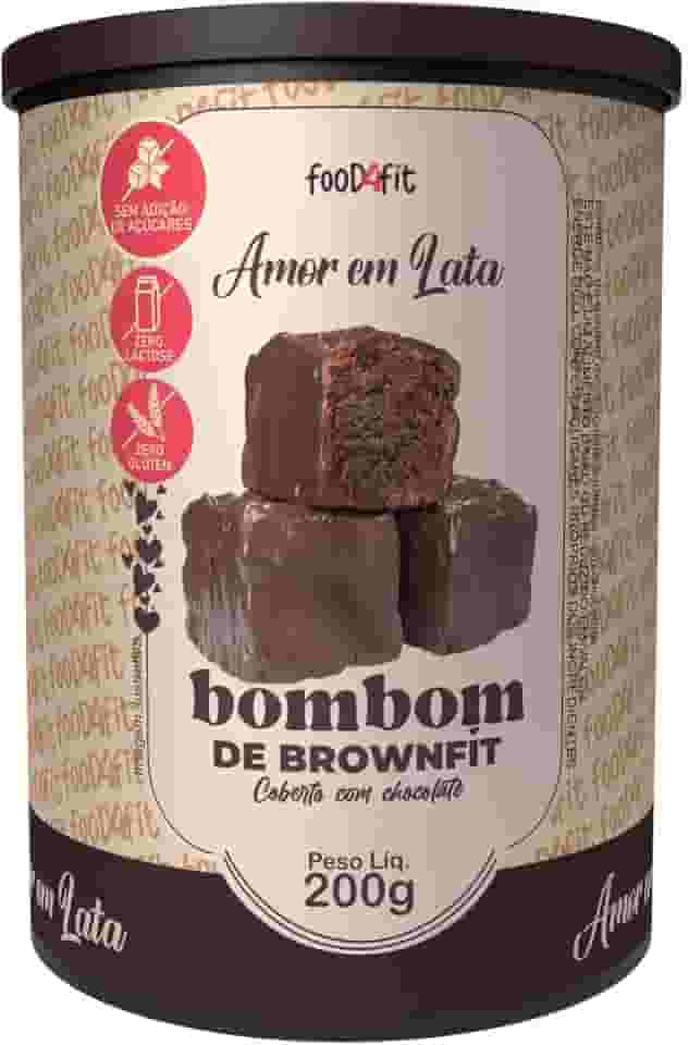 BOMBOM DE BROWNFIT CHOCOLATE ZERO AÇÚCAR - AMOR EM LATA 200G - FOOD4FIT
