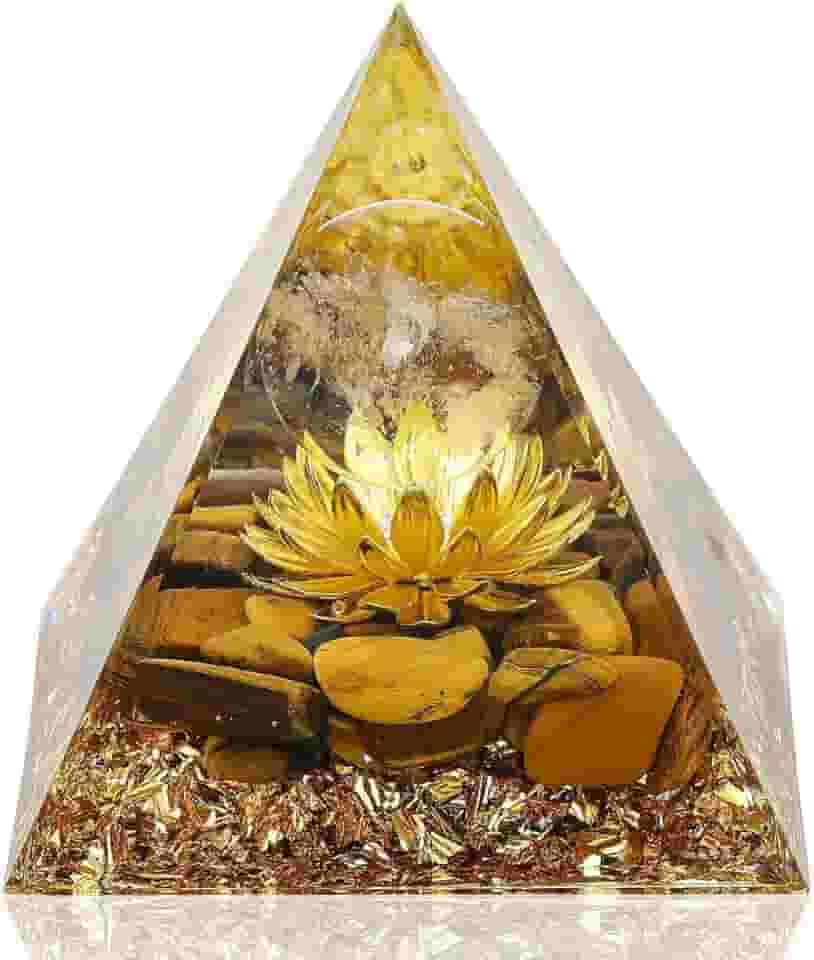 Pirâmide Decorativa em Resina com Cristais Naturais – Design Artesanal para Ambiente e Meditação