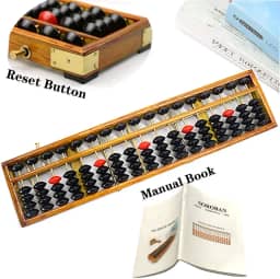 Vintage Style Wooden Abacus Soroban 17 Colum(15in) Professional Abacus for Adults Kids with Guide Handbook and Reset Button, Anti-Skid Rubber Fee